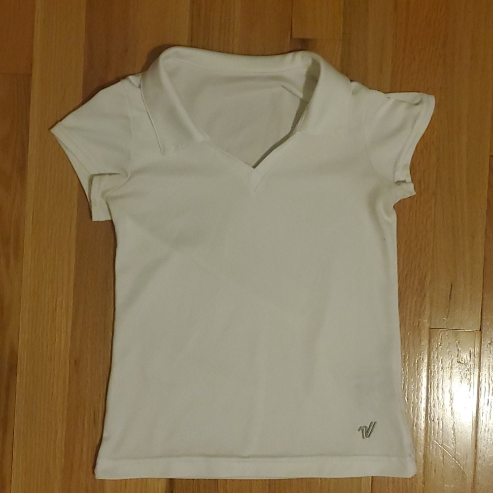 Varsity Girl's White Athletic Polo Shirt